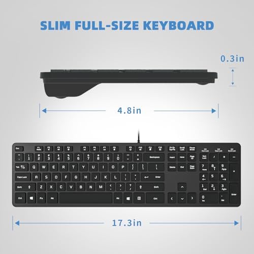 USB Wired Keyboard for Window,Comfortable Quiet Chocolate Keys, Durable Ultra-Slim Wired Computer Keyboard(QWERTY) for PC, Windows 11/10/8/7/XP/Vista KB1430