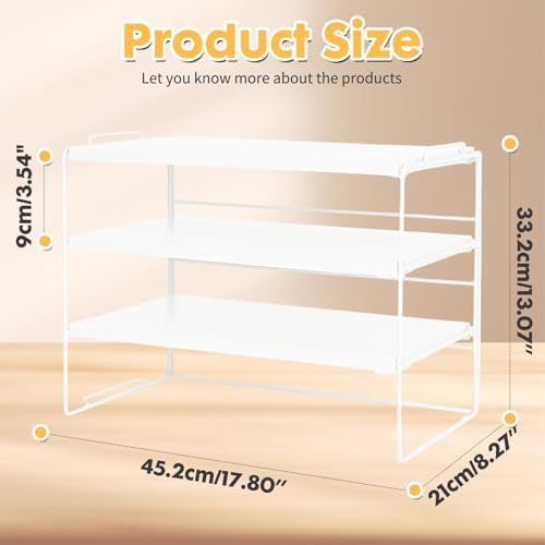 ShellKingdom Desk Shelf Organizer, 3 Tier Desktop Shelves, Adjustable Bookshelf Storage Rack and Office Cubicle Decor for Tabletop, School, Office, Dorm Organization (White)