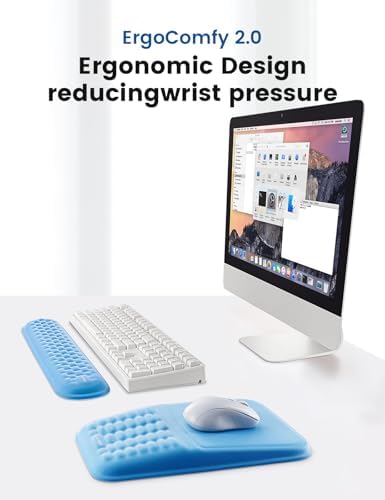 2-in-1 Keyboard & Mouse Wrist Rest Set – Ergonomic Pain-Relief Support, Memory Foam Wrist Cushion with 8° Slope & Massage Nubs, Non-Slip PU Base, Relieves Wrist Pain & Carpal Tunnel from Long Typing