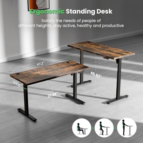 SIAGO 48 x 24 Inch Electric Standing Desk, 0.8 Inch Thick Tabletop