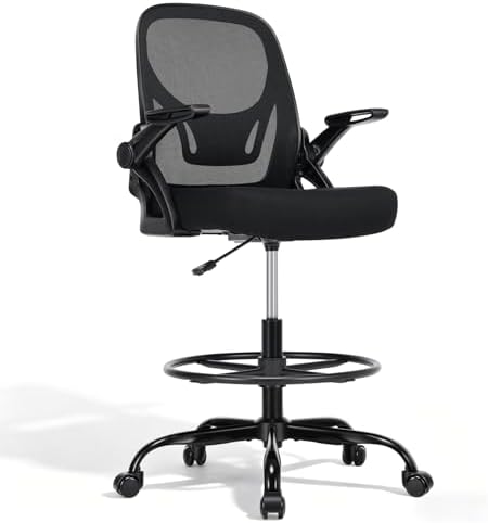 Drafting Chair, Tall Office Chair, Standing Desk Chair, Black，1PK