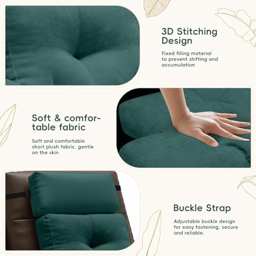 2 Piece Neck Pillow and Lumbar Support Back Cushion Set for Recliner, Green