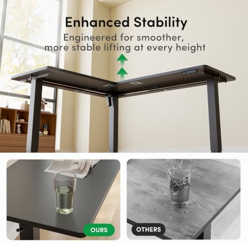 FEZIBO 63" x 55" L-Shaped Standing Desk - Adjustable Corner Desk L Shape, L-Shaped Adjustable Desk with Splice Board, L Shape Standing Desk, Black