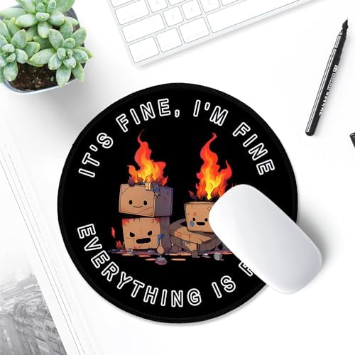 ITNRSIIET Round Mouse Pad with Stitched Edge Premium-Textured Waterproof Non-Slip Rubber Base Desktop Protection Mat Diameter 8.7 inches, Pretty Burning Box