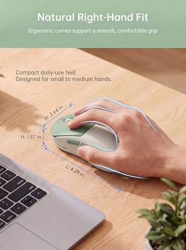 hunart H6 49g Wireless Mouse, Bluetooth & 2.4GHz, Rechargeable, Green