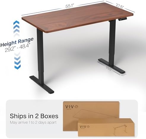 VIVO Dark Walnut 55 x 28 in Standing Desk, DESK-KIT-1B55D