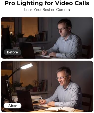 LED Desk Lamp for Home Office Video Calls, Reading, Swing Arm Task Lights