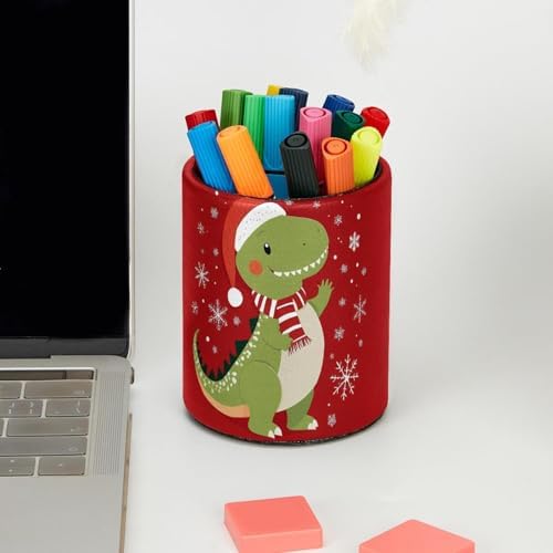 Christmas Dragon Pen Holder Pencil Organizer Cute Pencil Cup Desk Decor Makeup Brush Holder PU Multifunctional Office Supplies for Home Classroom School
