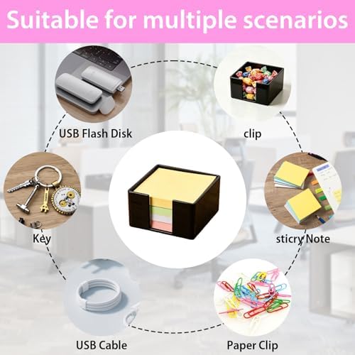3x3 Inch Black Acrylic Sticky Note Holder – Notepad Dispenser for Desk, Dorm, Home or Office, Sturdy Opaque Design Keeps Notes Neat and Accessible