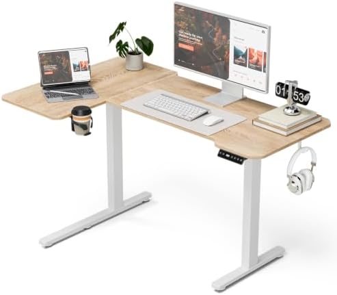 Acrolix L Shaped Electric Standing Desk,51x31.5 Reversible,Oak