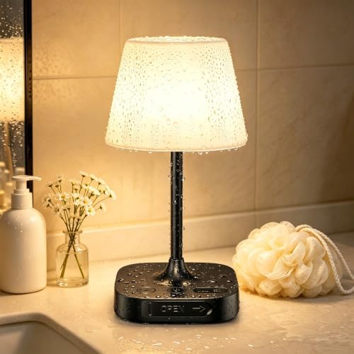 BUCASA Waterproof Shower Lamp Rechargeable Bathroom Shower Lights (Black)