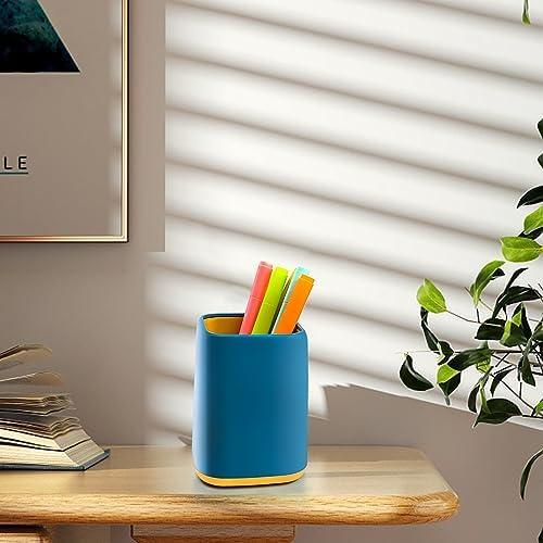ZUFECY Desk Pen Holder, Desktop Organizer Storage Case Stationery Scandinavian Design for School, Home, Office (Blue)