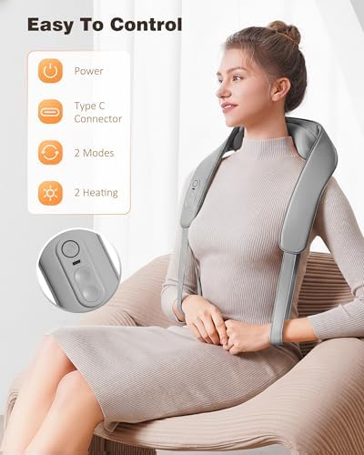 KNQZE Cordless Neck Massager for Pain Relief Deep Tissue with Heat