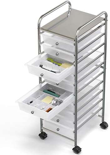 Simple Houseware Drawer Organizer Tray, 9 Adjustable Compartments, White