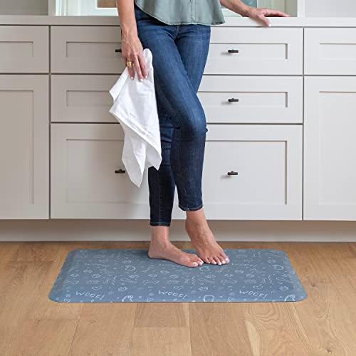 GelPro Designer Cushioned Anti-Fatigue Comfort Floor Mat, Padded Stain-Resistant, Waterproof, Non-Slip Comfort Padded Desk/Office Mat, 20 x 32, Puppy Play Blue Lake