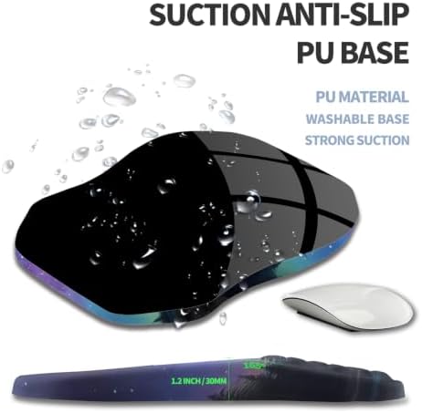 Ergonomic Raised Mouse Pad Wrist Support with Bilateral Slope Memory Foam Mousepad for Wrist Rest and Carpal Tunnel Pain Relief 11.8x7.9〃 Aurora Starry Night