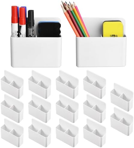 Mabrasse 16p Magnetic Dry Erase Marker Holder,Pen and Eraser Holder for Whiteboard, Magnet Pencil Cup Utility Storage Organizer for Office, Refrigerator, Locker and Metal Cabinets (16 Pack)