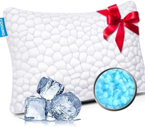 Cooling Pillow King Size 1 Pack, Adjustable Bed Pillows for Sleeping, Luxury Shredded Memory Foam Pillows, Soft Yet Supportive Firm Pillow for Side, Back, Stomach Sleepers, Cool Pillow for Hot Sleeper