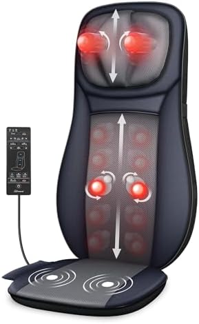 Snailax Shiatsu Neck Back Massager with Heat, Full Body Massage Chair Pad with Adjustable Height, Deep Kneading & Rolling Massage Seat Cushion for Back Pain, APP Control Seat Chair Massager, Gifts