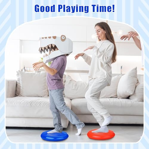 Silipull 2 Pcs Wiggle Seat Inflated Wobble Cushion Flexible Balance Disc with Air Pump for Core Stability Strengthening Improving Posture Physical Exercise