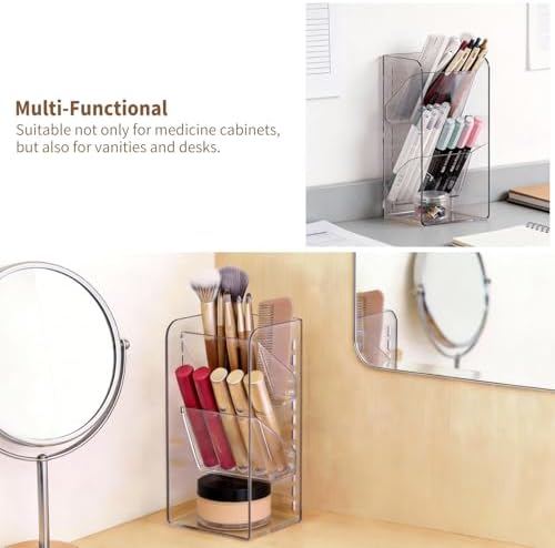 PAVSTINE Clear Medicine Cabinet Organizer, 2-Tier Slant Makeup Brush Holder