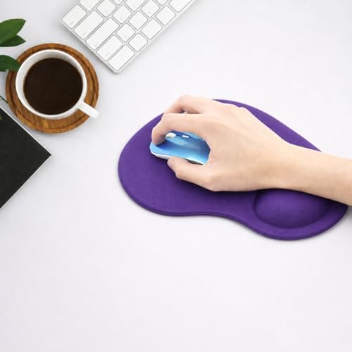 Ergonomic Mouse Pad with Wrist Rest, Gel Wrist Support Mousepad, Pain Relief Laptop Computer Mouse Pad, Non-Slip Mouse Pads for Home & Office (Purple, Regular)
