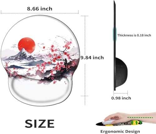 Cherry Blossom Mouse Pad with Wrist Support Ergonomic Mousepad Wrist Rest Gel Mouse Mat Gaming Cushion Mouse Pads for Computer Office Work Women Men Kids