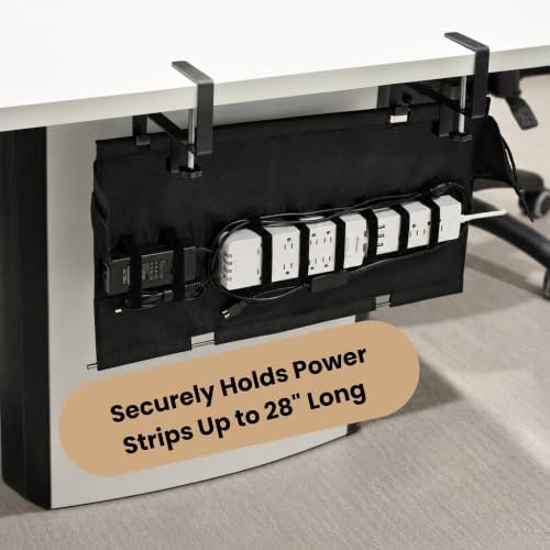 No Drill Under Desk Cable Management Tray 28" Steel Base : Anti-Sag