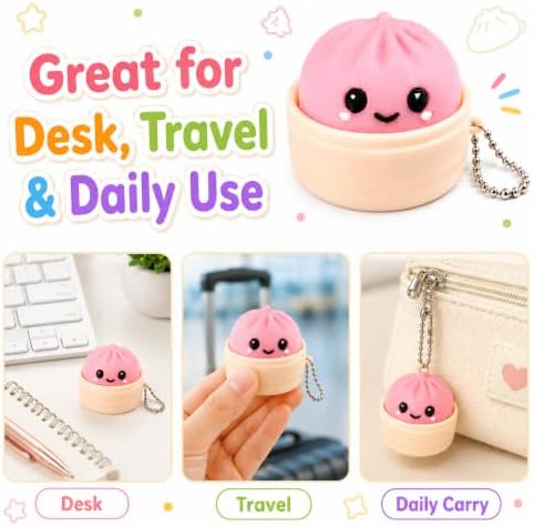 Dumpling Clicker Fidget Toy 6PCS Set, Cute 3D Printed Dumpling Keychain Clickers with Tactile Feedback, Colorful Stress Relief Desk Toys for Adults, Office, Travel and Gifts