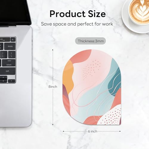Contoured Oval Mouse Pad 6x8in Non-Slip for Laptop,Boho Lines