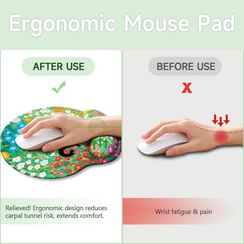 LIMKRIAN Black Cat Ergonomic Mouse Pad with Gel Wrist Rest, 9.8 x 8.6 in