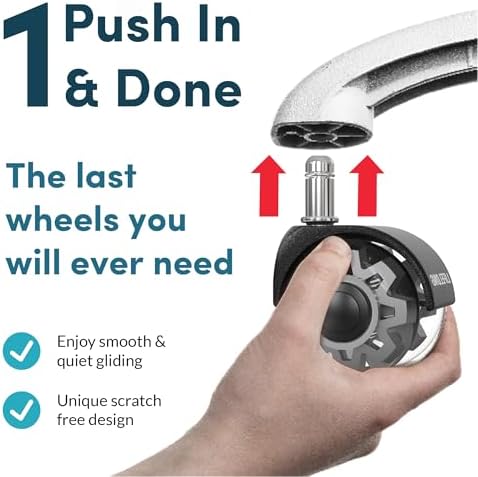 Lifelong 2Inch Office Chair Wheels Replacement, Heavy Duty, Grey, 5-Pack