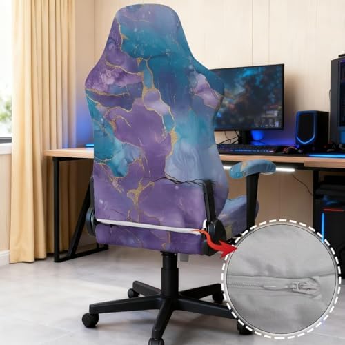 Office Chair Covers Stretchable Gaming Chair Cover Removable Washable Armchair Slipcovers with Arms Purple Computer Chairs Seat Slipcovers Fits Most Office/PC Chairs
