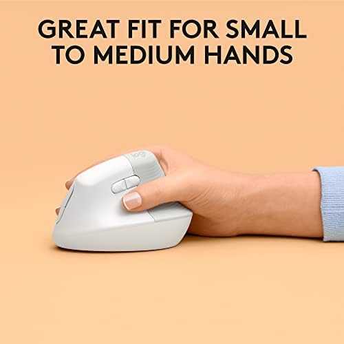 Logitech Lift for Mac Wireless Vertical Ergonomic Mouse, Bluetooth, Quiet Clicks, Silent Smartwheel, 4 Customizable Buttons, for macOS/iPadOS/MacBook Pro/Macbook Air/iMac/iPad - Off White (Renewed)