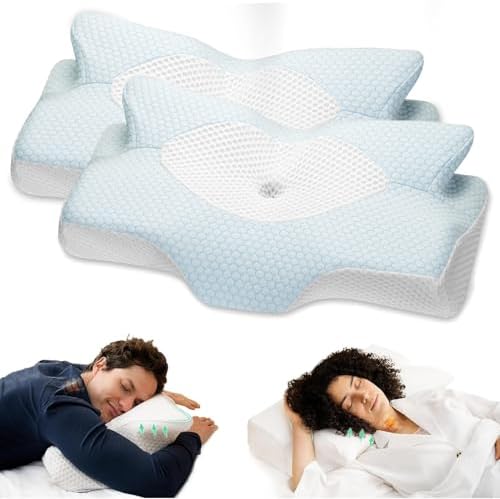 Elviros Cervical Memory Foam Pillow,2 PCS Pillow for Neck & Shoulder Pain