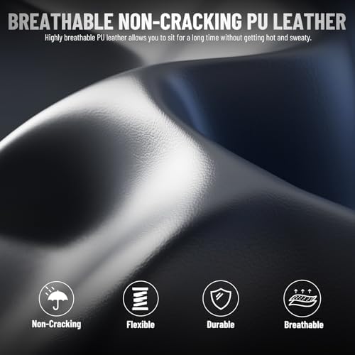 Soontrans PU Leather Gaming Chair with Massage Lumbar Cushion & Footrest