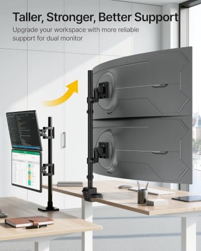 monTEK Heavy-Duty Stacked Dual Monitor Stand for 24-57" Screens