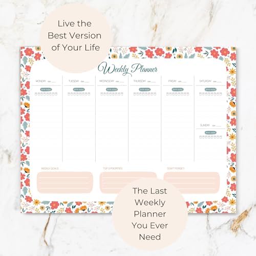 BLU MONACO | Weekly Planner Notepad Tear Off Floral | This Week Notepad 8.5 x 11 | Weekly Dashboard Planner Paper Source Weekly Planner 2026 Style