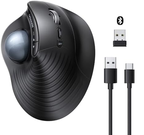 UGREEN M785DR Wireless Trackball Mouse, Bluetooth & 2.4G, Thumb Control