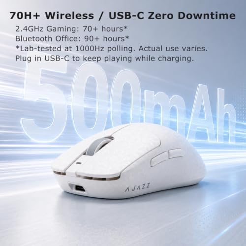 AJ199 Gaming Mouse, 60g Carbon Fiber Shell, Tri-Mode 2.4G/Bluetooth/USB-C