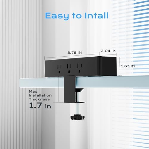 Desk Clamp Power Strip 10FT, Acozvin 40W Total Fast Charging Station