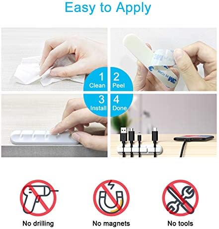 INCHOR Cord Organizer for Desk, White Cable Organizer Cable Clips 2 Pack
