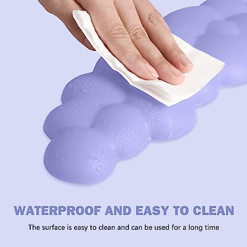 Cloud Keyboard Wrist Rest Pad Set,Enlarge PU Leather Memory Foam Wrist Cushion Support,Easy Typing Pain Relief,Mouse Wrist Rest Pad,Non-Slip Wrist Support for Home, Office, Lavender Purple