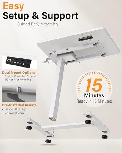 FiCiHi 28 Inch Small Electric Standing Desk, Adjustable Mobile Laptop Desk