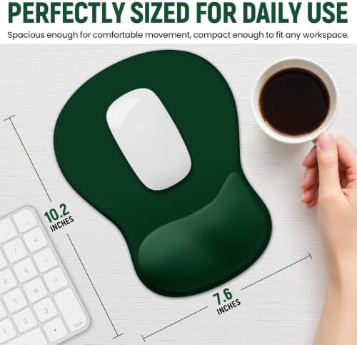 Ergonomic Mouse Pad with Wrist Rest, Gel Wrist Support, Dark Green