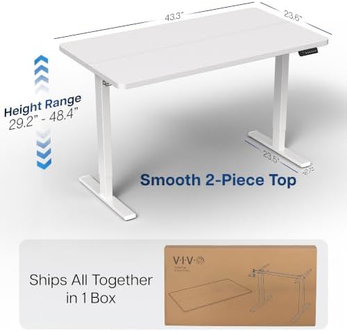 VIVO White 43 x 24 in Standing Desk, DESK-1W4W