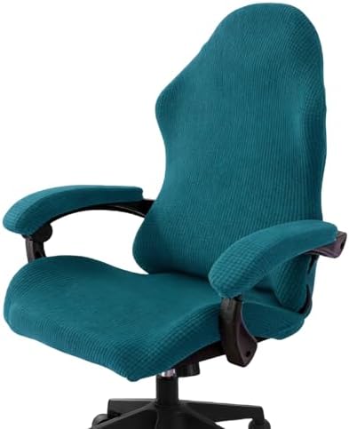 PATIKIL 1 Set Office Chair Cover, Desk Chair Cover Stretchable Universal Computer Seat Slipcover Large with Armrest Covers Zipper for Rolling Office Chairs Home Desk Seat, Dark Green