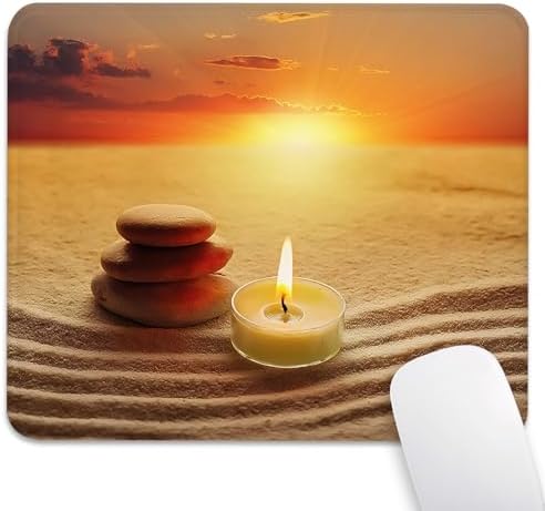 Meditation Zen Spa Yoga Mouse Pad, Stones & Candle Sunset Beach Desk Mat