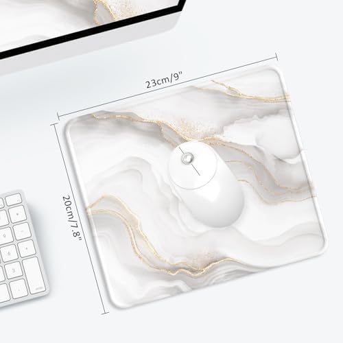 eulps Mouse Pad with Stitched Edge, Multiple Patterns Computer Mouse Pads with Non-Slip Rubber Base, Washable Cloth Mousepad, for Gaming, Laptop, PC (Ivory Marble)