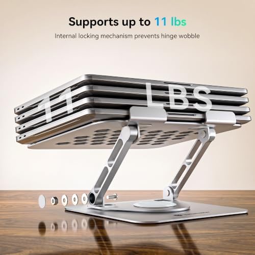 Yottamaster Adjustable Laptop Stand, 360° Rotating Aluminum Silver